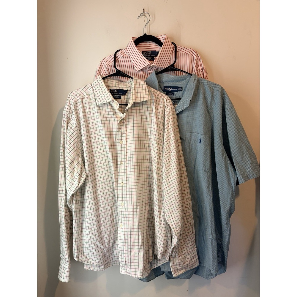 Vintage Ralph Lauren PRL Shirt Lot Of 3 Size XXL Mix Pattern Long & Short Sleeve